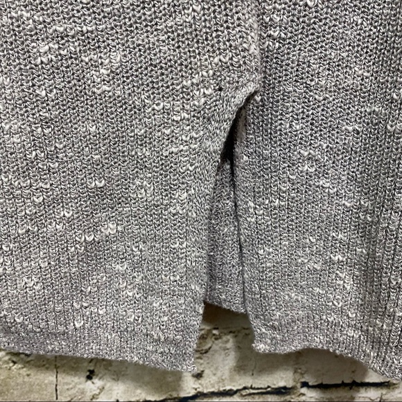 Express Gray Open Knit V Neck Slit Back Sweater - Picture 4 of 6